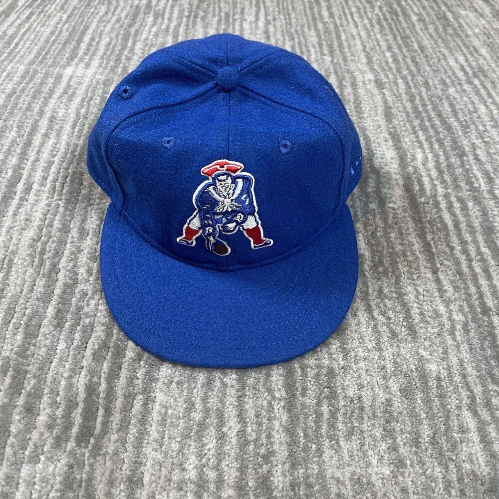 New England Patriots Hat Cap Fitted Mens 7 1/4 Blue NFL Football New Era Retro
